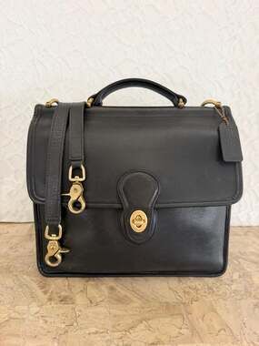 Vtg Coach Willis BLack Messenger CRosbody BAg 9927